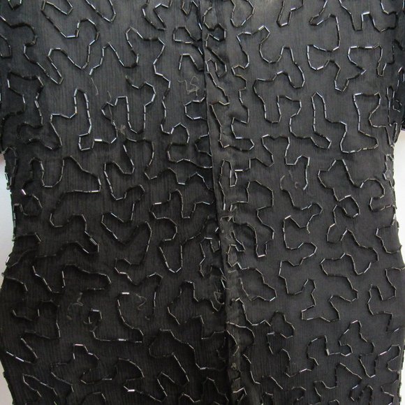 Vintage Star & Style Sequin Holiday Cocktail Trophy Dress Size L 100% Silk - Picture 8 of 9